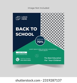 Back to school education social media post design, School admission social media post banner design. back to school social media post banner design. school admission template for social media ad.