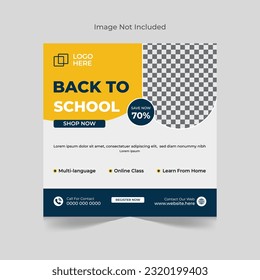 Back to school education social media post design, School admission social media post banner design. back to school social media post banner design. school admission template for social media ad