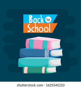 back to school education stacked books literature vector illustration