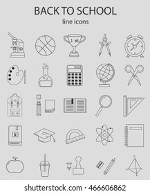 Back to school. School, education, study, learning, science icons set, vector. Line vector