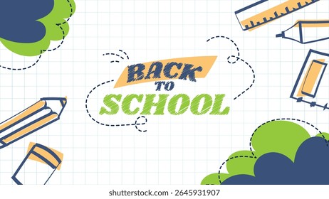 Back to school education and school supplies background elements. Vector