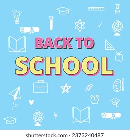 Back to school education vector background design. Editable text effect - Back To School 3d text