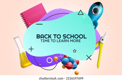 Back to school education vector concept design. Back to school text with educational items in play station abstract elements for knowledge and creative art study. Vector illustration.
