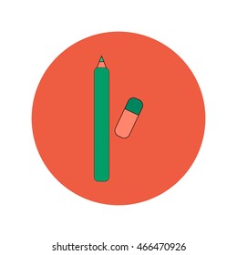 Back to School and Education Vector Flat Design Pencil and eraser