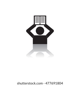 Back to School and Education vector flat icon in black and white style teacher holding book