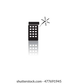 Back to School and Education vector flat icon in black and white style school building and salute