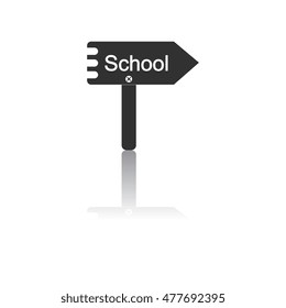 Back to School and Education vector flat icon in black and white style School sign