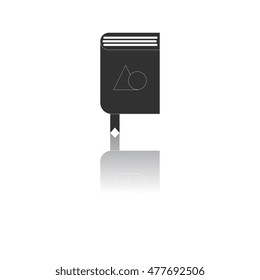 Back to School and Education vector flat icon in black and white style geometry book