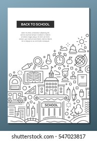 Back to School - education vector simple line design brochure poster, flyer presentation template, A4 size layout