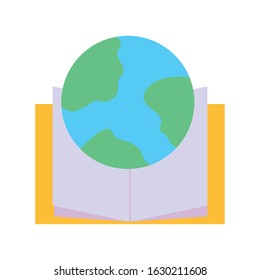 back to school education world on stacked book vector illustration