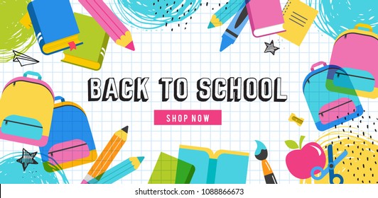 Back to school and educational concept design, sale banner