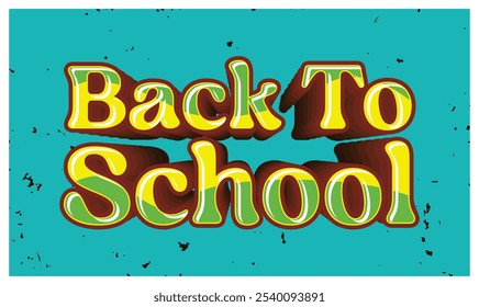 Back to school effect text on blue background. Letters in yellow. Back To School concept. Flat vector illustration.
