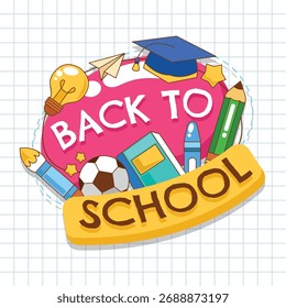 Voltar para a ilustração de vetor de emblema de elemento da escola