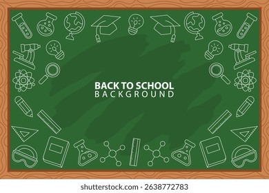 Back to school element and blackboard template vector background