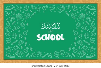 Back to school element and blackboard template vector background