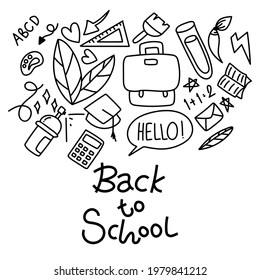 Back to school with element , isolated on white background