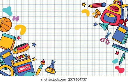 Back to school element template vector background