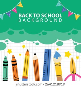 Back to school element template vector background