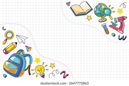 Back to school element template vector background