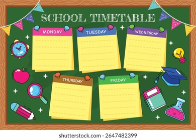 Back to school element with timetable template illustration