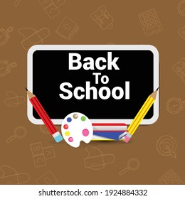 Back to school elements in chalkboard style