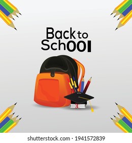 Back to school elements in chalkboard style