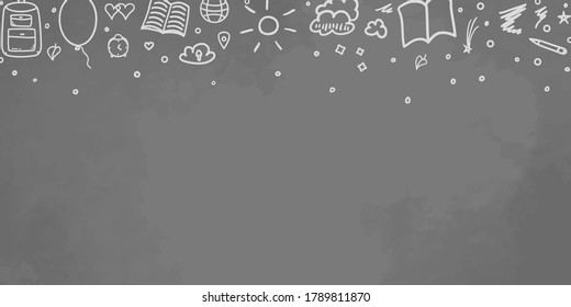 Back to school. Elements are drawn in a linear style. Black and white illustration
