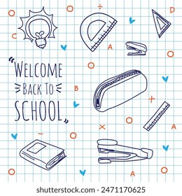 Back to school with elements for educational objects. Vector illustration.