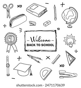 Back to school with elements for educational objects. Vector illustration.