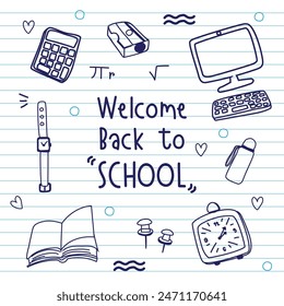 Back to school with elements for educational objects. Vector illustration.