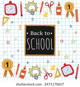 Back to school with elements for educational objects. Vector illustration.