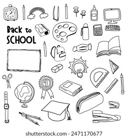 Back to school with elements for educational objects. Vector illustration.