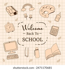 Back to school with elements for educational objects. Vector illustration.