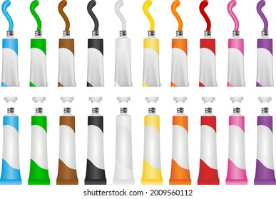 back to school elements. isolated colorful tempera tubes vector