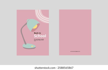 Back to School. Elements and objects on school themes, simple background for poster. A stack of books, stationery, a desk lamp, a paper clip.