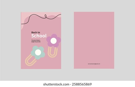 Back to School. Elements and objects on school themes, simple background for poster. A stack of books, stationery, a desk lamp, a paper clip.