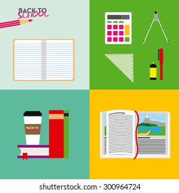 Back to school elements on colorful background. Vector and illustration design.