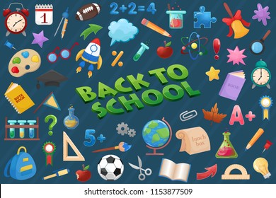 Back To School Elements Set, Education Icons.
