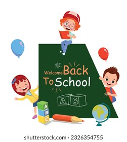Back to school elements set in flat design
