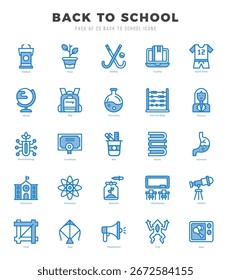 Back To School elements. Two Color web icon set. Simple vector illustration.