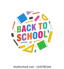 Back To School with School Elements Vector Design Template for Background, Poster, Banner