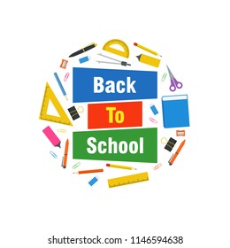 Back To School with School Elements Vector Design Template for Background, Poster