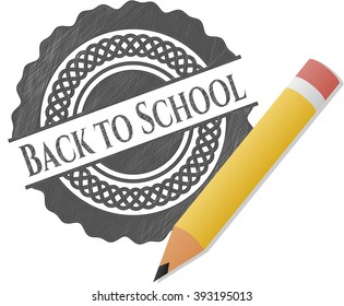 Back to School emblem drawn in pencil