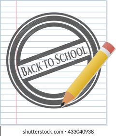 Back to School emblem drawn in pencil