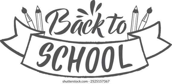 Back to school emblem. Hand drawn lettering label