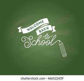 Back to school emblem. Isolated vector element. First day of school logo. Calligraphy, lettering design. Typography for greeting cards, posters, banners.