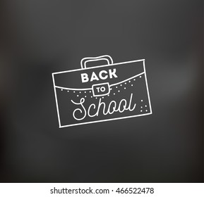 Back to school emblem. Isolated vector element. First day of school logo. Calligraphy, lettering design. Typography for greeting cards, posters, banners.