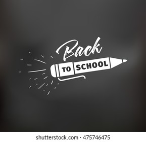 Back to school emblem. Isolated vector element. First day of school logo. Calligraphy, lettering design. Typography for greeting cards, posters, banners.