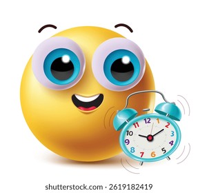 Back to school emoji clipart character with school alarm clock isolated in white background.
