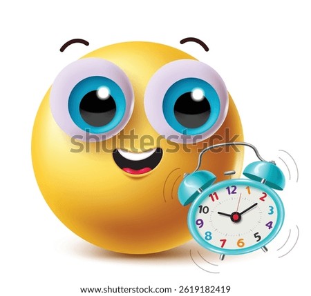 Back to school emoji clipart character with school alarm clock isolated in white background.